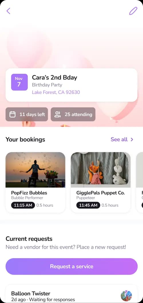 Event detail card